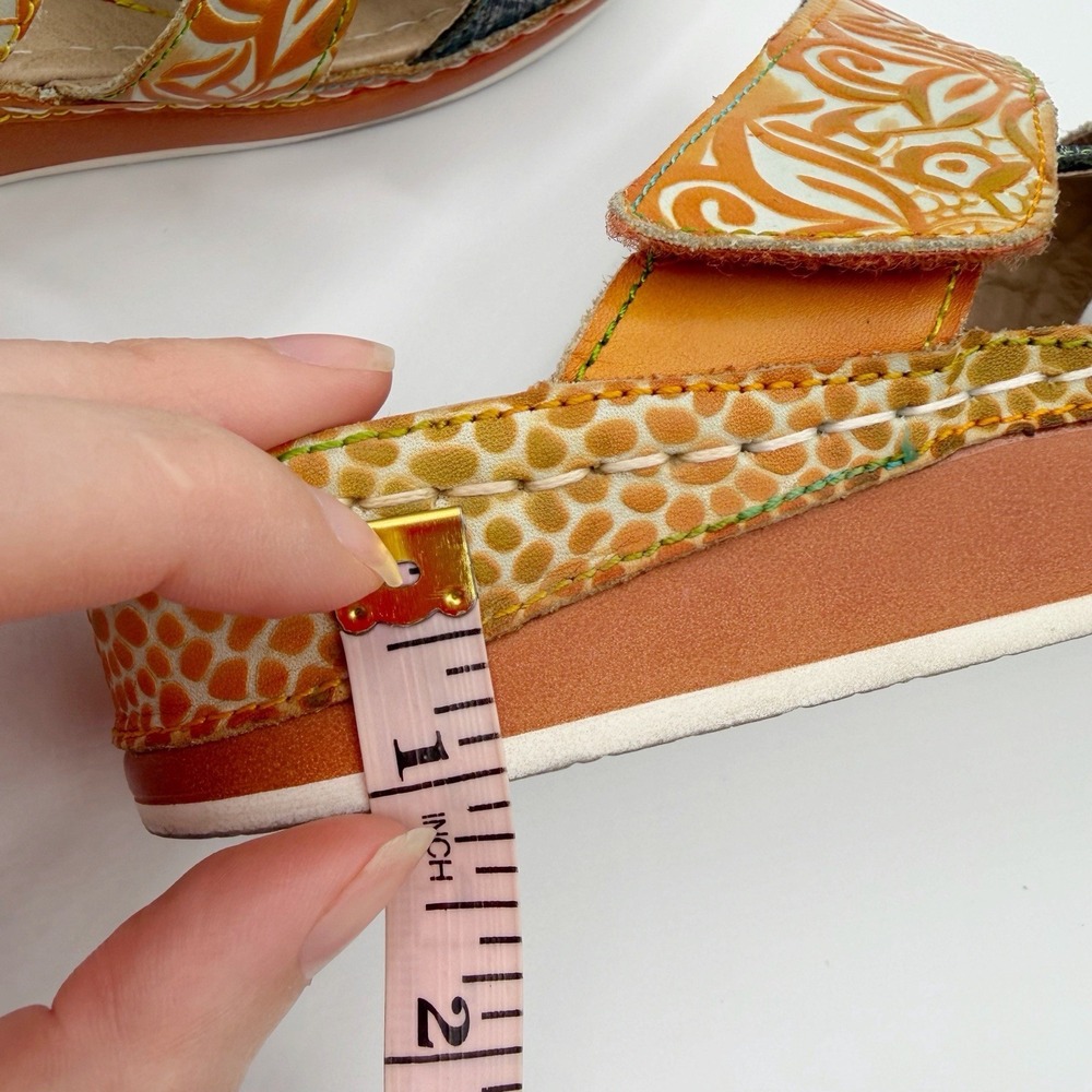 Spring Step L'Artiste Sandals Womens Sz 8.5 EU 39 Caiman Hand Painted 16342-2003 - Picture 10 of 10